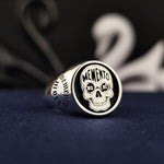 Load image into Gallery viewer, Unique Momento Mori Skull Ring, Personalized Gothic Jewelry, Amor Fati Philosophy Art