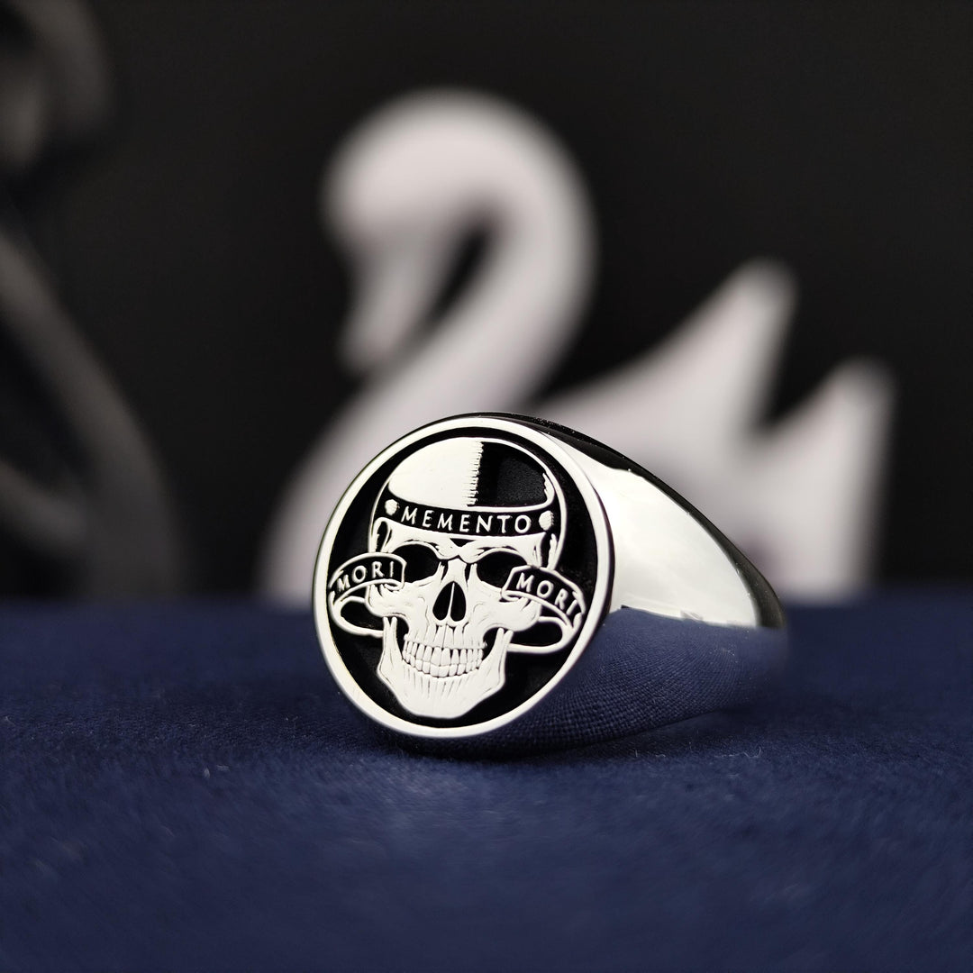 Personalized Amor Fati Ring with Skull Design - Memento Mori Jewelry