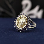 Load image into Gallery viewer, Elegant double-band ring with a stone for women, perfect for commemorating university milestones. Available in gold or silver for a refined look.