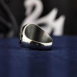 Load image into Gallery viewer, Personalized men’s monogram ring in silver, designed for those who appreciate unique jewelry. Engraved with initials, it’s perfect for birthdays, anniversaries, or personal milestones.