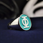 Load image into Gallery viewer, This personalized oval ring is crafted for business owners, organizations, and individuals seeking a custom emblem signet. Featuring high-quality engraving, this corporate ring is available in gold or silver, allowing for full customization of symbols and designs. A bold and timeless piece, perfect for daily wear or as a meaningful gift representing a company, legacy, or brand.