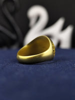 Load image into Gallery viewer, Honor your Masonic legacy with this custom vermeil signet ring, featuring a detailed square and compass engraving and a personalized lodge number. Made for Freemasons who appreciate high-quality craftsmanship, this gold-plated sterling silver ring represents brotherhood and tradition. A refined, elegant accessory for lodge meetings or daily wear, and an excellent heirloom gift.