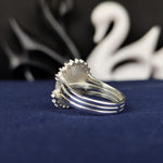 Load image into Gallery viewer, Custom school ring for women, featuring purple and white stones set in a sleek design. This elegant signet is ideal for celebrating educational achievements and personal success.