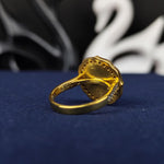 Load image into Gallery viewer, Elegant gold-plated university ring with a white stone, created for women to celebrate their academic milestones with grace and charm.