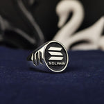 Load image into Gallery viewer, Sleek silver Solana ring with a refined blockchain-inspired design, perfect for crypto investors and blockchain enthusiasts looking for a stylish way to express their passion.