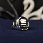 Load image into Gallery viewer, Custom silver Solana ring, blending elegance with digital finance innovation. This unique crypto jewelry piece is ideal for everyday wear or as a collector’s item.