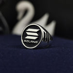 Load image into Gallery viewer, Stylish blockchain-inspired Solana ring in high-quality silver, offering a timeless and sophisticated look for investors and blockchain enthusiasts.