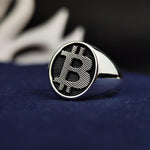 Load image into Gallery viewer, Custom-designed Bitcoin signet ring, crafted in silver with gold-plated options. A fashionable and meaningful statement piece for crypto believers.