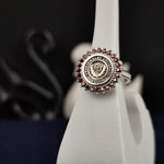 Load image into Gallery viewer, Sleek and elegant women’s round silver university ring, designed to commemorate graduation. This minimalist piece is ideal for alumni who value meaningful jewelry that honors academic pride.