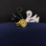 Load image into Gallery viewer, Minimalist gold-plated women’s university ring with a sleek design, ideal for marking milestones in education with sophistication and style.