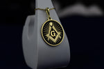 Load image into Gallery viewer, Gold or silver Freemason pendant necklace, blending modern design with traditional Masonic symbolism. A versatile accessory for all occasions.