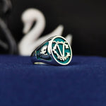 Load image into Gallery viewer, Personalized and sophisticated, this two-letter signet ring is a refined accessory for daily wear. Featuring custom initials or a surname engraving, it is a great gift for weddings, anniversaries, or birthdays. Designed for men and women, this ring’s polished finish and sleek style make it a versatile and meaningful jewelry piece.