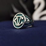 Load image into Gallery viewer, Celebrate love, family, or heritage with this personalized two-letter signet ring. Perfectly engraved with initials or surname details, this monogram jewelry piece is a thoughtful gift for men and women. Ideal for weddings, birthdays, or anniversaries, this elegant ring is a meaningful keepsake that adds style and sentiment to any outfit.