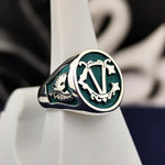 Load image into Gallery viewer, This custom initial ring features two engraved letters, perfect for initials, names, or surnames. Crafted in high-quality metal, it’s an elegant and meaningful gift for men and women. Ideal for anniversaries, weddings, or birthdays, this personalized signet ring adds a timeless and unique touch to any jewelry collection. Available with a sleek, polished finish for everyday elegance.