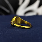 Load image into Gallery viewer, Personalized gold plated college ring with a minimalist stone setting, offering a chic and elegant way to celebrate academic success.