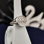 Load image into Gallery viewer, Personalized silver angel number ring with an elegant stone accent, perfect for women who value numerology and symbolism in jewelry. A beautiful reminder of inner strength and positive energy.
