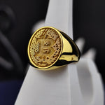 Load image into Gallery viewer, Fashion-forward Bitcoin ring in a gold-plated finish, designed to complement both casual and formal attire for crypto aficionados.