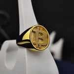 Load image into Gallery viewer, Personalized Bitcoin ring with a bold design, symbolizing digital financial freedom. A perfect keepsake for blockchain enthusiasts and crypto investors.