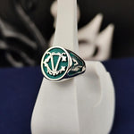 Load image into Gallery viewer, Mark special moments with this engraved two-initial ring, crafted for a personalized and sophisticated touch. A stylish and elegant signet ring for men and women, perfect for weddings, anniversaries, or birthdays. The high-quality craftsmanship ensures durability, making it a treasured keepsake for any occasion.