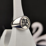 Load image into Gallery viewer, Designed for those who appreciate custom jewelry, this two-letter monogram ring is an elegant and stylish piece. Featuring engraved initials, this signet ring in silver or gold is a perfect name ring for men and women. A great way to personalize your style or gift a loved one, this handmade accessory is perfect for birthdays, anniversaries, or as a thoughtful keepsake.