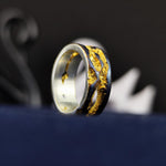 Load image into Gallery viewer, This rustic oxidized and gold-plated ring is a unique blend of vintage charm and modern craftsmanship. Its textured surface creates an artisanal statement piece that suits both men and women. Perfect for daily wear or as a thoughtful gift, this handmade band brings an antique-inspired, organic look that stands out with its rich contrast and raw elegance, making it a one-of-a-kind jewelry piece.