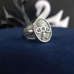 Load image into Gallery viewer, Handcrafted FLT Masonic ring featuring the iconic Triple Link symbol, representing Friendship, Love, and Truth. This Odd Fellows signet ring is crafted in premium silver, making it a timeless accessory for Freemasons and fraternal order members. A meaningful gift for collectors, Masonic lodge members, and history enthusiasts. Designed for those who appreciate Masonic heritage and want to showcase their fraternity in style.
