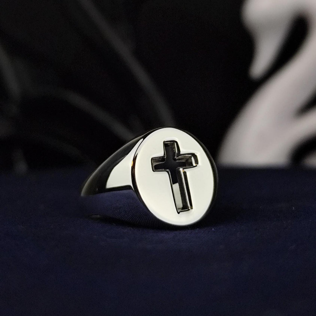This unisex Christian cross ring is crafted from high-quality silver, blending faith and style in a timeless design. Handmade with care, the crucifix signet band is perfect for both men and women who appreciate meaningful religious jewelry. Ideal for daily wear or as a Christian gift, this ring symbolizes devotion and strength, making it a unique accessory for Easter, Christmas, or any special occasion.