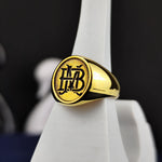 Load image into Gallery viewer, Handcrafted from fine silver or gold, this two-letter custom ring is a sophisticated addition to any jewelry lover’s collection. Engraved with initials, this personalized name signet band is perfect for expressing identity or honoring a loved one. A timeless and meaningful jewelry piece, ideal as a thoughtful gift for birthdays, engagements, or anniversaries, representing elegance and personal connection.
