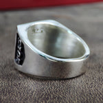 Load image into Gallery viewer, Honor your academic achievements with this square silver college ring, a perfect memento for students and alumni. This signet ring is crafted with intricate details and can be engraved with class year, initials, or a school crest. A sleek, stylish, and durable piece, it’s designed for everyday wear and makes a meaningful gift to celebrate graduation or academic success.
