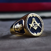 Gold-filled Freemason ring, custom-made with the Masonic emblem, ideal for daily wear or special occasions.