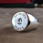 Load image into Gallery viewer, Silver ring with a Memento Mori design, ideal for those who seek symbolic and thought-provoking jewelry. This ring is both stylish and meaningful, perfect for daily wear.
