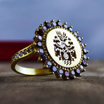Load image into Gallery viewer, Custom Family Crest Signet Ring - Personalized Jewelry for Mom or Her, Unique Mother&#39;s Day Gift
