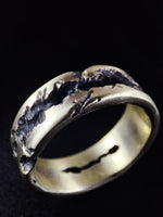 Load image into Gallery viewer, Handmade rustic ring in silver, designed with a natural and organic aesthetic for boho enthusiasts.
