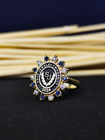 Load image into Gallery viewer, Silver women’s university ring featuring colorful stones, designed to be both elegant and meaningful. Ideal for daily wear or special occasions.
