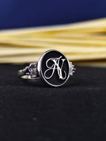 Load image into Gallery viewer, Custom Monogram Personalized Initial Signet Name Ring for Women, Silver Gift
