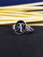 Load image into Gallery viewer, Custom Monogram Personalized Initial Signet Name Ring for Women, Silver Gift
