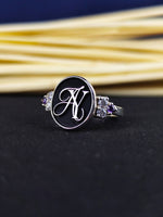 Load image into Gallery viewer, Custom Monogram Personalized Initial Signet Name Ring for Women, Silver Gift
