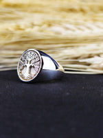 Load image into Gallery viewer, Beautiful Tree of Life ring for her, crafted with a gold finish. This ring celebrates the cycle of life, ideal for adding elegance and meaning to daily wear.
