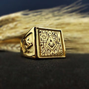 Gold and Silver Freemason Signet Ring for Men - Master Mason Jewelry Gift