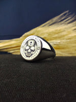 Load image into Gallery viewer, Customizable Memento Mori ring crafted from high-quality materials, offering a polished finish suitable for daily wear
