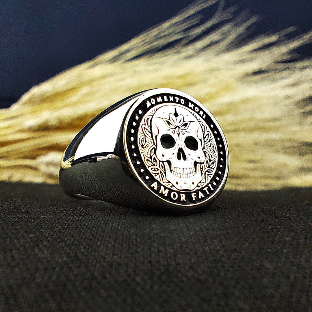 Personalized Memento Mori ring crafted from high-quality materials