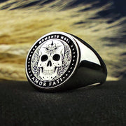 Handcrafted Memento Mori ring with personalized engraving options
