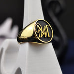 Load image into Gallery viewer, Personalized name ring featuring a sleek, minimalist design in gold or silver. With custom engraving, this stylish ring is ideal as a gift, offering a modern touch for any occasion or daily use.
