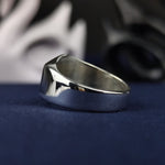 Load image into Gallery viewer, Unique hexagonal men’s university ring, crafted in silver with a modern yet traditional design. Ideal for formal events or casual wear.
