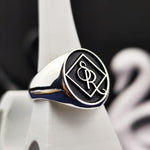 Load image into Gallery viewer, Custom Engraved Signet Ring with Your Name or Logo for Unique Personalized Gifts
