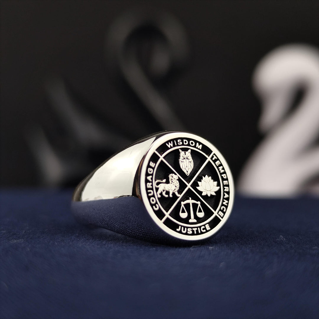 Inspirational Wisdom ring featuring a detailed design symbolizing knowledge