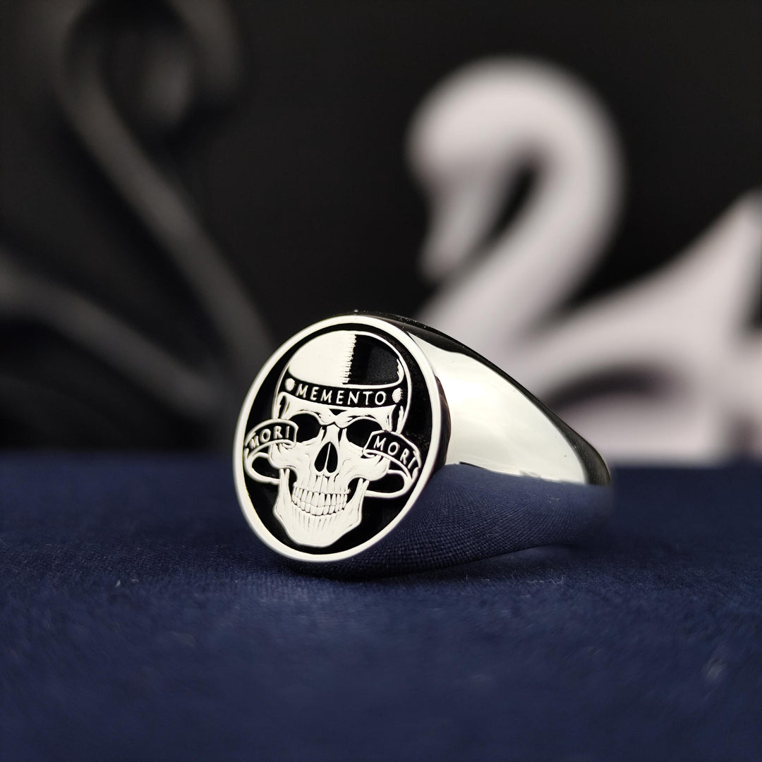 Personalized Amor Fati Ring with Skull Design - Memento Mori Jewelry