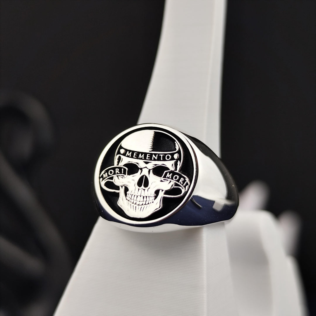 Personalized Amor Fati Ring with Skull Design - Memento Mori Jewelry
