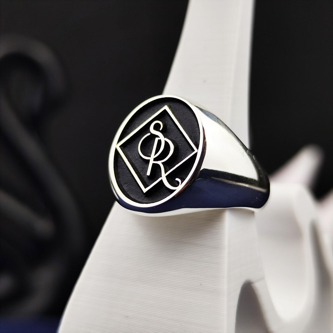 Custom Engraved Signet Ring with Your Name or Logo for Unique Personalized Gifts