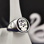Load image into Gallery viewer, Unique Momento Mori Skull Ring, Personalized Gothic Jewelry, Amor Fati Philosophy Art
